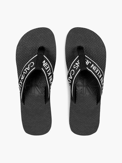 Calvin Klein Cipők HU255693 | Calvin Klein Logo Jacquard Férfi Strandpapucs Fekete